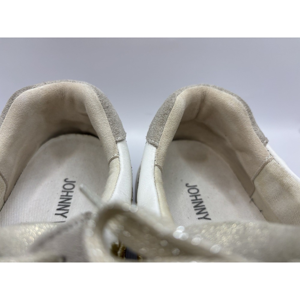 JOHNNY WAS Embroidered Leather Sneakers Vixie Floral Gold Gray - Size 9 White - Picture 10 of 12